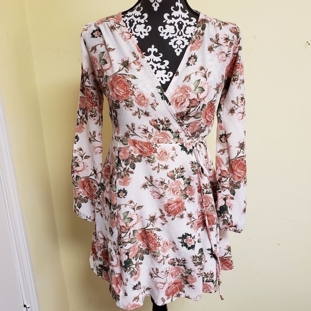 Sophia + Zeke Floral Wrap Dress, sz S